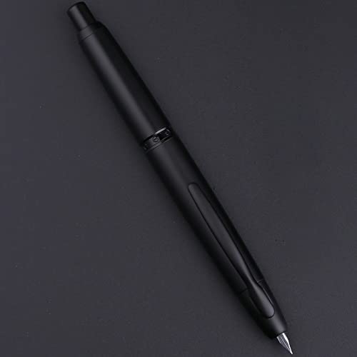 Image of erofa Majohn A1 Press Fountain Pen with Box, Retractable Extra Fine Nib Metal Matte Black Ink Pen with Converter for Writing