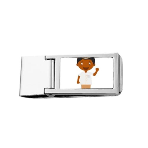 Hat Black Cuba Cartoon Art Deco Fashion Slim Money Clip Stainless Holder Pocket Wallet