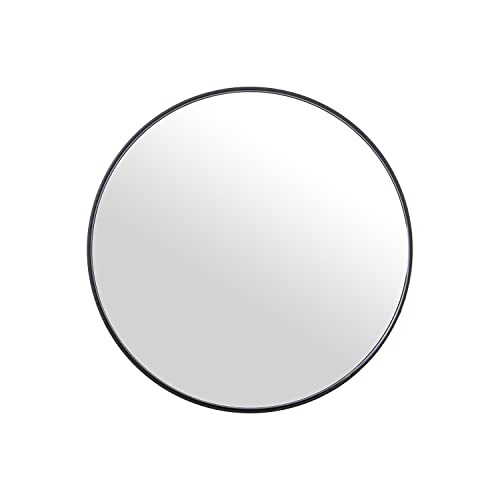 Specchio da parete rotondo in metallo e posteriore legno MDF nero 60 x 1.5 cm INT 59 cm