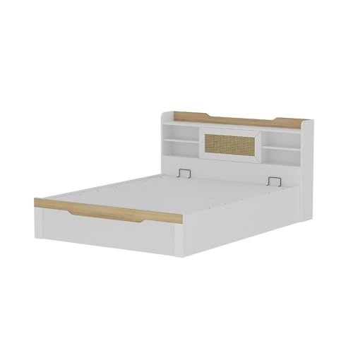 Image of Wakefit Bed | 3 Yr Warranty | Bed Queen Size, Comes with Hydraulic Storage, Noise-Free, Density: 680-750 kg /m, Termite & Borer Resistant, Fits Mattresses Up to 8 inches (Halos 78 x 60 - Frosty White)