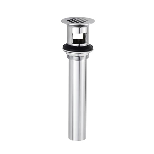 ZM Grid Drain Strainer Assembly with Overflow for Bathroom Sink, Brass, Chrome Finish