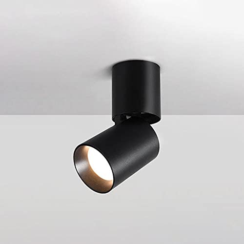 Foco de Techo LED para Interiores, Ajustable a 355°, lámpara de Superficie de 7 W, lámpara de Pared de Aluminio/lámpara de Pared giratoria para Sala de Estar, Dormitorio,Black-6000k