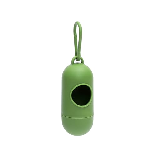 Image of Dog Poop Bag Dispenser With Bags - Durable and Guaranteed Leakproof, Unscented, 1 Holder and 15 Bags, Green