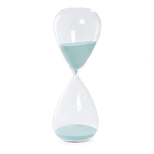 Bey-Berk 90-Minute Crystal Sand Timer with Light Blue Sand, 5"L x 5"W x 14"H