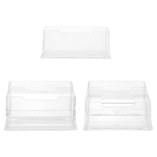 HIAKDOFT 3個 透明アクリル名刺収納ホルダー 大容量ビジネスカードスタンド 卓上整理用シンプルデザイン 耐久性高く清潔保持名刺ケース