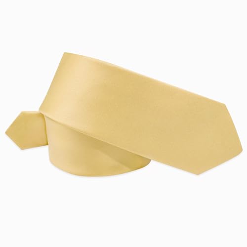 Image of YourTies Skinny Ties for Men Satin 2.4 inch Slim Necktie with Pocket Square Tie Clip Set Solid Color Wedding Party Business