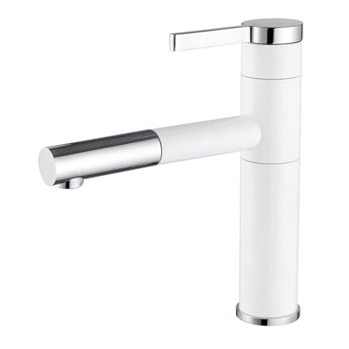 Mitigeur monocommande blanc chromé orientable pour trou de lavabo