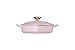 Le Creuset Enameled Cast Iron Traditional Shallow Heart Cocotte, 1.25 Qt, Chiffon Pink Light Gold Heart