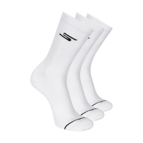 Skechers Men's 3-Pack Pickleball Crew Socks, White Traditional, 10-13