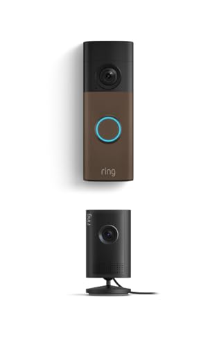 Image of Ring Battery Doorbell (newest model), Matte Mocha with Indoor Cam Plus, Black