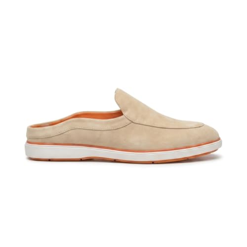 Image of HAYES LONDON Riviera Italian Suede Leather Backless Slip-On Mule Loafers for Men | Casual Summer Walk Half Shoes | Comfortable Open-Back Driving Loafers