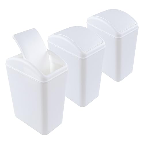 3 Packs Envase de Basura con Tapa Abatible 4.5 gal Blanco