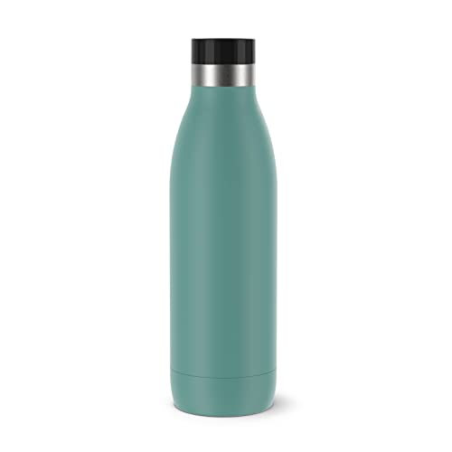 Emsa Bludrop Isolier-Trinkflasche, 0,7 Liter, 100% dicht, Quick-Press Verschluss, Ergonomischer 360° Trinkgenuss,12h warm, 24h kühl, einfache Reinigung, Edelstahl, Pulverbeschichtung, Petrol, N31110