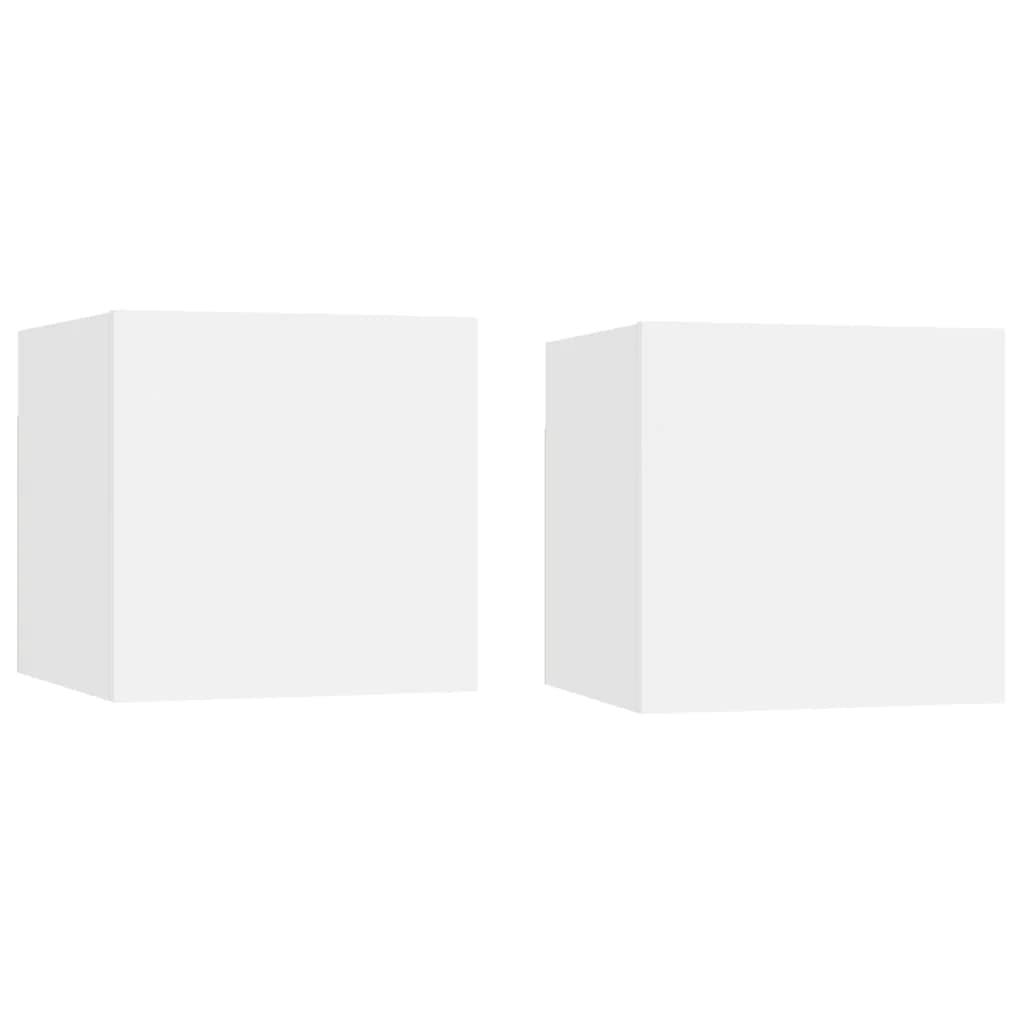 vidaXL 2X Muebles de Pared para TV Soporte Muebles Aparador Estante Salón Sala de Estar Decoración Entretenimiento Blanco 30,5x30x30 cm