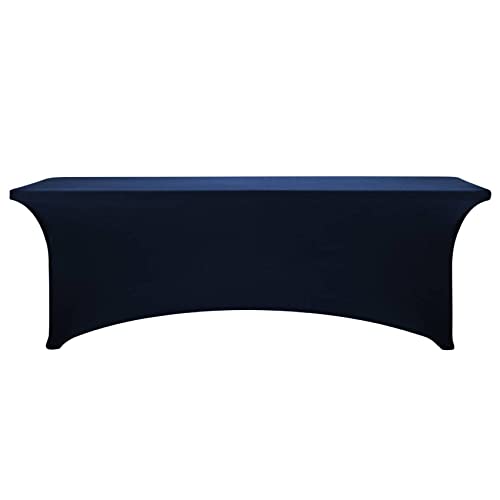 Image of FORLIFE 2Pack Spandex Table Covers,Fitted Tablecloth for Rectangular Tables, Stretch Patio Table Covers, Universal Spandex Table Cover for Wedding, Banquet, Party (8ft, Navy)