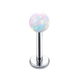 Hoisy Pirsin Nariz Hombre Titanio G23 16G 4mmx1.2x12mm, Ópalo con Cima Redonda, Piercing de Nariz Plata Multicolor
