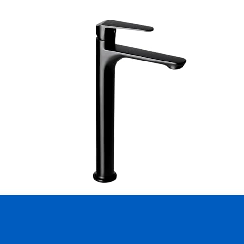 Image of Tapsa Italian Series Black PVD Coated Tall Pillar Cock Tap /Basin Tap with Long Spout & 12 Inch Tall Body Tall Boy Extended Pillar Tap Faucet