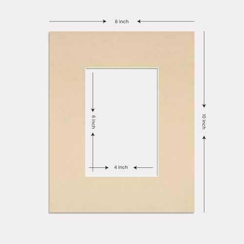 Procut Global 10x8" Ivory Picture Mounts to Fit 6x4" Aperture - Precision Cut Cardboard Photo Mount - Ideal for Frames, Prints, Artwork & Certificates - Sizes & Colours Available