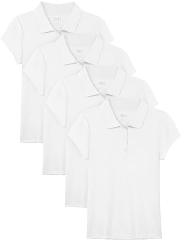 Image of OHD 4 Pack Girls Polo Shirt Girls Uniform Polo for School Cotton Shirts School Uniform Tops Size 3T-14