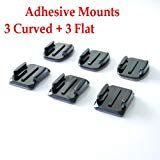 Adhesive Mounts for GoPro Hero Hero2 Hero3 Hero3+, 3 Curved + 3 Flat Mounts