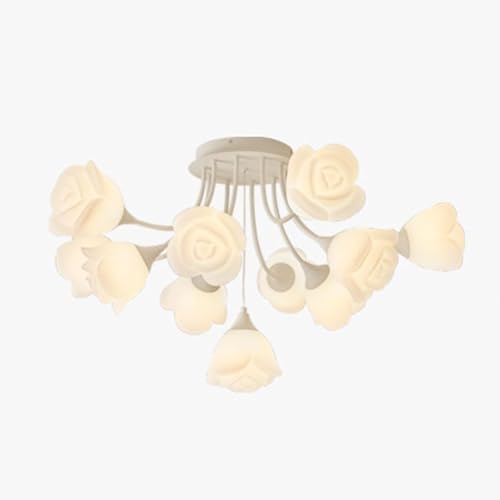 Plafond à Fleurs LED Rose G9 Crème 7 Heads pour Salon et Chambre