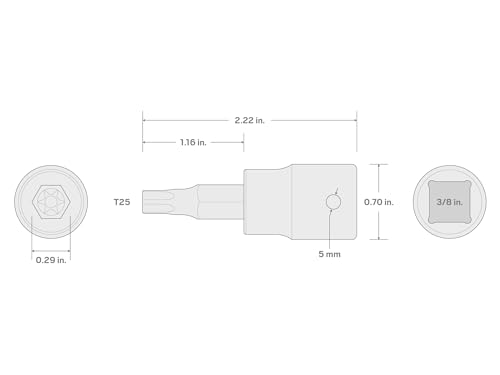 Image of TEKTON 3 /8 Inch Drive x T25 Torx Impact Bit Socket | SIB14225