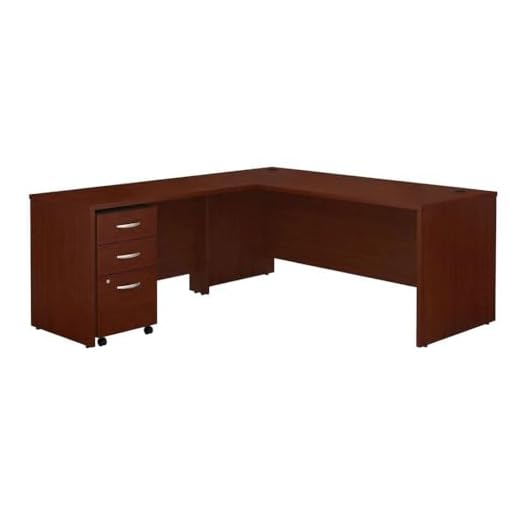 Bison Mahogany L-Shaped Desk with Cabinet