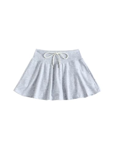 SOFIA'S CHOICE Women's Basic Casual Drawstring High Waisted A-Line Flared Mini Skirts2