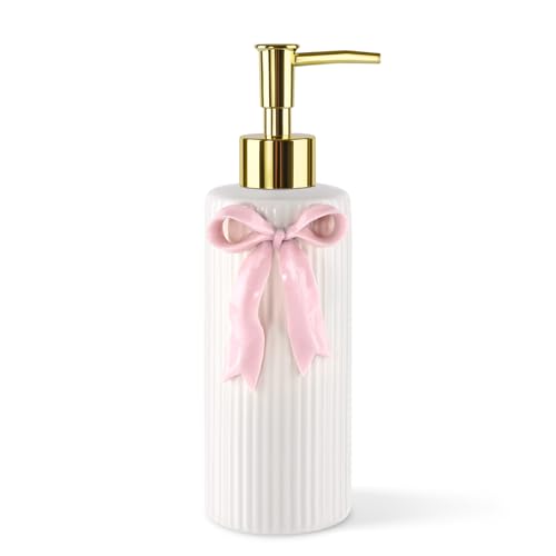 Handmade Ceramic Soap Pump Dispenser (Ribbon Pink)