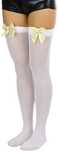 ToBeInStyle Women’s Beautiful Satin Bow Opaque Thigh High Stockings3