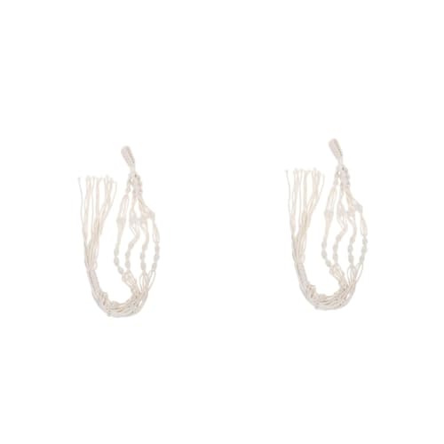 Toyvian 2 Piezas Bolsa de Red de Maceta Mimbre decoración al Aire Libre Exterior macetas para Plantas Yute macetero de Cuerda de algodón Colgante Tejido con Cesta Sabana de Algodon Beige