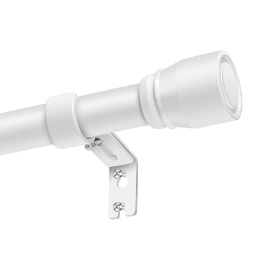 Curtain Rods 30 to 144 Inch 1 Pack Heavy Duty Adjustable Matte White Rod