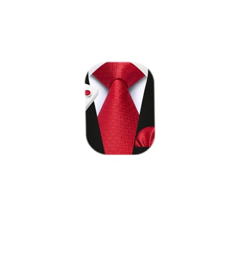 Image of Enlision Mens Ties Stripe Tie and Pocket Square Set Classic Formal Woven Neckties Handkerchief Cufflinks Wedding