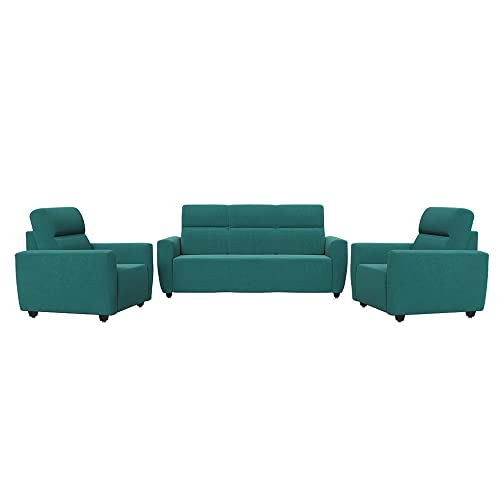 Image of Wakefit Sofa Set | 3 Year Warranty | Sofa 5 Seater, 5 Seater Sofa for Living Room, Wooden Sofa Set, Sofa Set 3+1+1 Seater - Belize(Reflection : Aqua Blue)