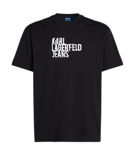 KARL LAGERFELD JEANS, Homme, T-Shirt À Manches Courtes avec Logo Empilé, Coupe Régulière, Noir, L