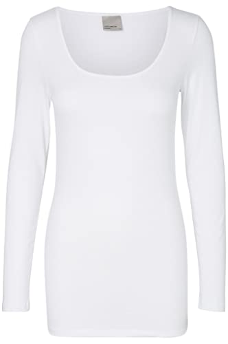 VERO MODA Maxi My Soft - T-Shirt à Manches Longues - Femme - Blanc (Bright White) - Medium (Taille Fabricant: M)