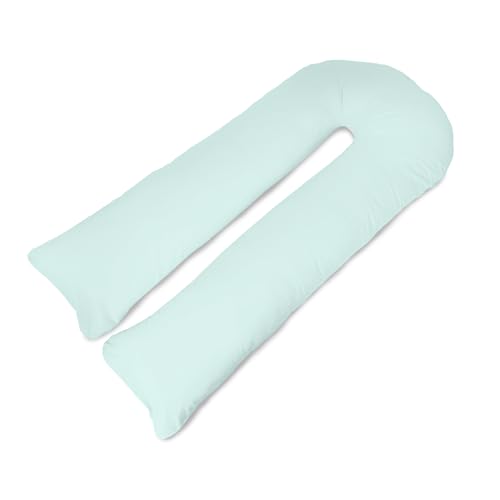 Lancashire Textiles Big C U Maternity Pregnancy Pillow Case – 150 X 35 cm U Shaped Orthopaedic Pillowcase Cover, Zip Fastening – Super Soft Snug Cuddles for Nursing Mothers – Mint Pillowcase U Cover