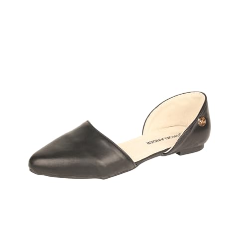 SHOELANDER Women's Point Toe Slip on Leather Shoes for Wide Feet