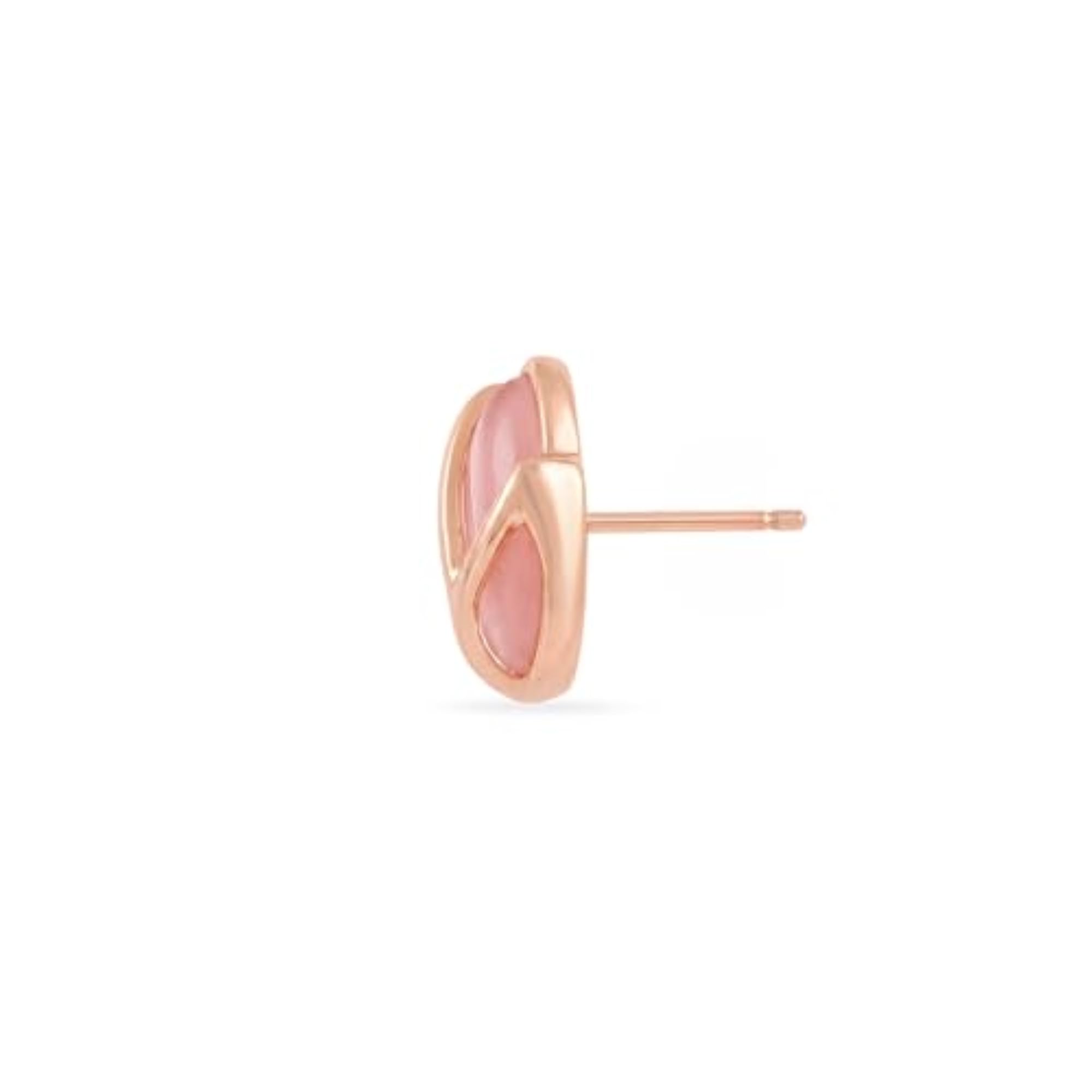 Women's Rose Gold Plated Oval Pink 925 Silver Stud Earrings