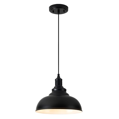 Image of 1 Pack Farmhouse Dome Pendant Lights for Kitchen Island Black