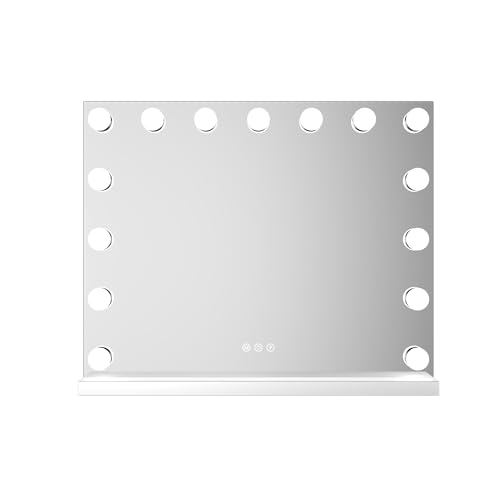 Bayt Miroir Maquillage Hollywood avec Éclairage 58x46 cm – Miroir LED Dimmable avec Grossissement 10x – Blanc