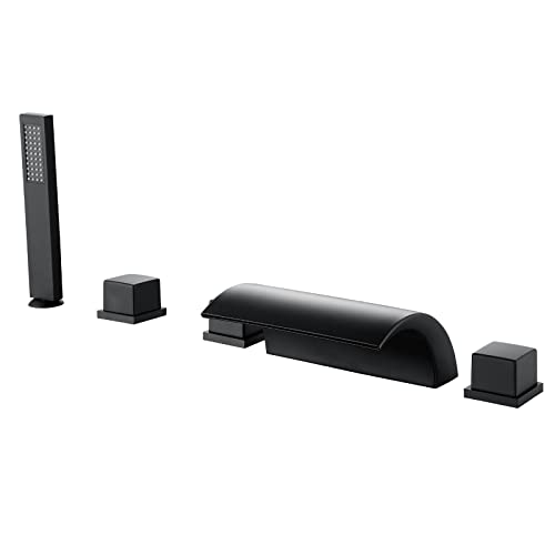 Tap de douche de bain moderne noir mat avec mitigeur baignoire cascade 5 trous