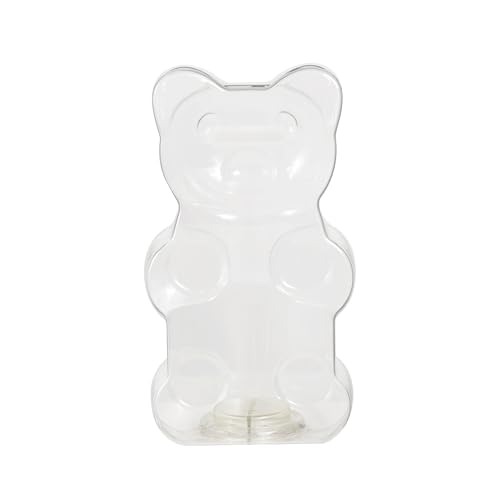 Image of Clear 7 Inch Small Bear Shape Piggy Bank, Plastic Piggy Bank with Twist Cap and Slot for Adults Kids Openable, Reusable Money Saving Box for Birthday