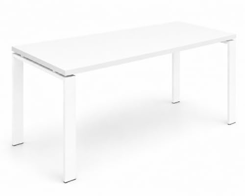 OFILIKE Table d'ordinateur Bureau pour maison, bureau, étude, travail Cadre ouvert métallique blanc (blanc, 130 x 80)