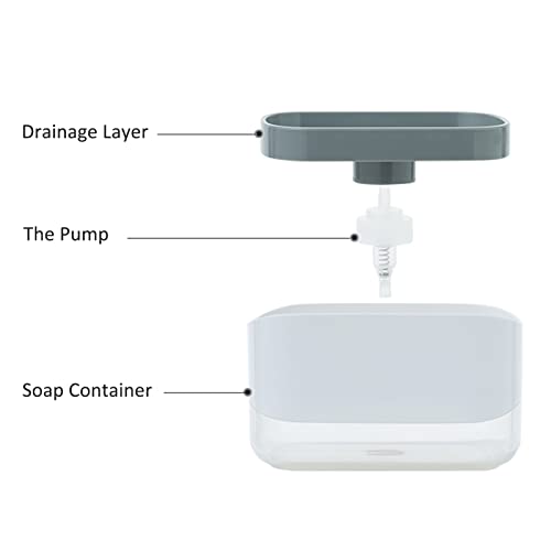 Image of RUFCRIL Soap Pump Dispenser and Sponge Holder, 12oz / 350ml Dish Soap Dispenser for Kitchen,White