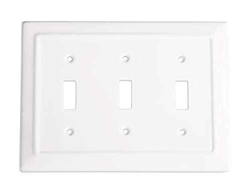 Monarch Abode 19053 Architectural Decorative Wall Plate Switch Plate Outlet Cover, 3 Gang, Classic White #TOP28