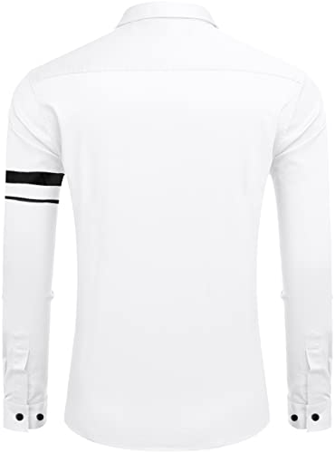 Image of Zombom Men Cotton Polyester Blend Regular Fit Striped Full Sleeve Casual Shirt