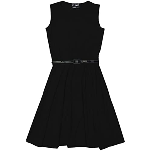 Vestido skater sin mangas ropa de niña casual ligera color negro