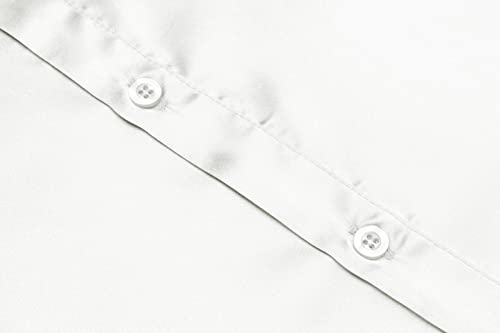 Urru Men's Luxury Shiny Silk Like Satin Dress Shirt Long Sleeve Slim Fit Casual Muscle Button Up Shirts White L #TOP5