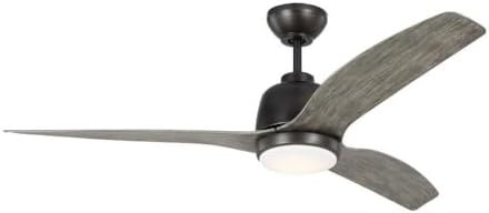 Monte Carlo 3AVLR54AGPD Avila 54" Outdoor Wet Locations Ceiling Fan with LED Light Kit and Hand Remote, 3 Light Grey Weathered Oak Blades, Aged Pewter